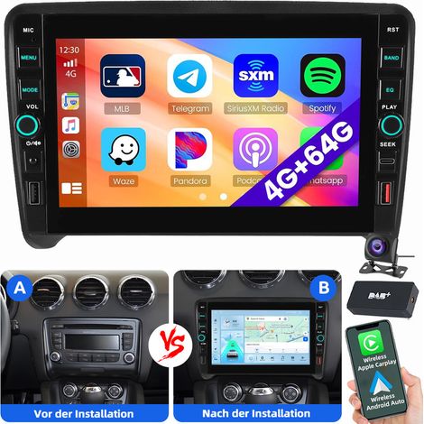 Pour Audi TT MK2 8J 2006-2014 Carplay Autoradio GPS RDS WIFI Android 15 2+64G DAB CAM