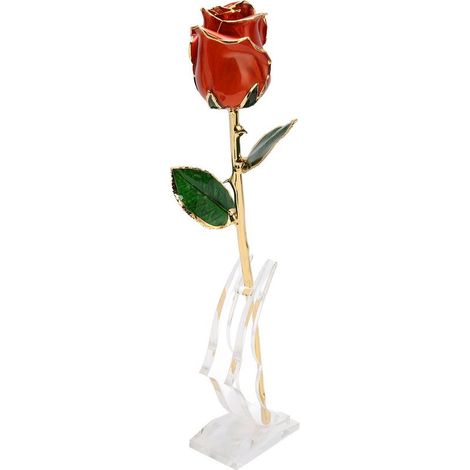 24 Karat vergoldete Rose, elegante Dekoration mit Ständer für Valentinstag, Weihnachten, Muttertag, Orange (1/5)