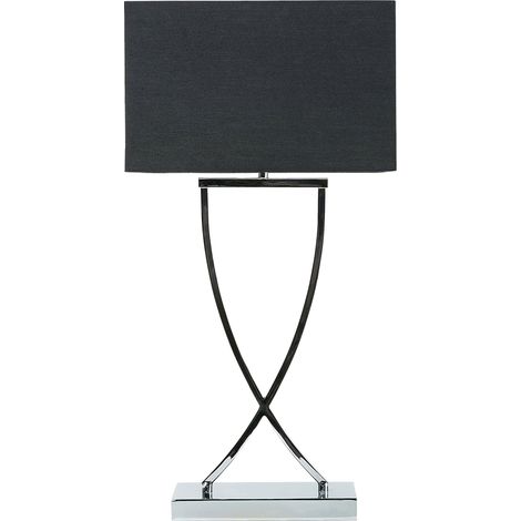 Lámpara de mesa de metal negro plateado poli algodón 62 cm sala de estar Yasuni