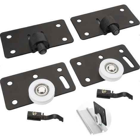 Ensemble de 2 rails de roulement pour porte coulissante de placard, roulettes silencieuses de 30 mm en nylon. (1/5)