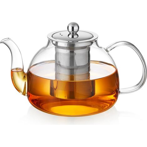 1200 ml Teekanne aus Borosilikatglas mit Edelstahl-Teesieb für losen Tee (1/5)