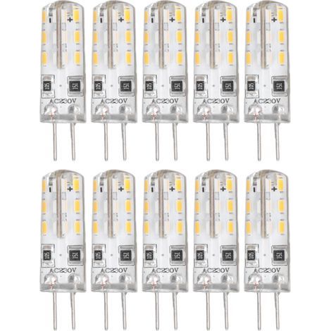 Jeffergarden 10 pièces G4 ampoule LED Bi broche Base Silicone blanc chaud 3000K 1.5W AC220V 110LM paysage ampoules remplacement (1/5)
