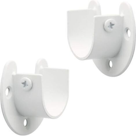Accessoires rideauSupport Tringle Rideaux Support Barre Penderie en Acier Inoxydable, Réglable Fixation Attache Tringle Rideau pour Tige de 28mm de Diamètre, Blanc, EFL8001UW-2P (1/4)