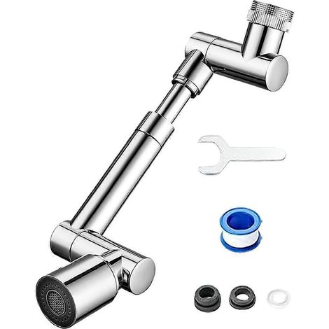 Schwenkbare Armaturverlängerung für Badezimmerwaschbecken mit Spritzschutzsieb, Roboterarm, 1440°-Verlängerung (1/5)