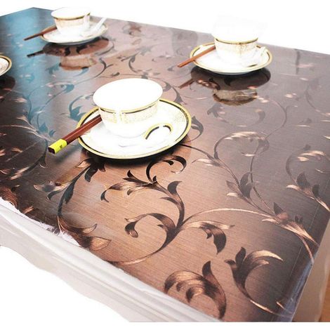 Nappe en PVC 50x120cm Marron Imperméable & Lavable pour Cuisine & Table de Salle à Manger