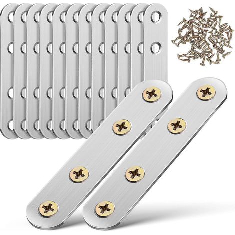 14 équerres plates droites, plaques de renfort, équerres métalliques avec trous, équerres droites pour bois (1/4)