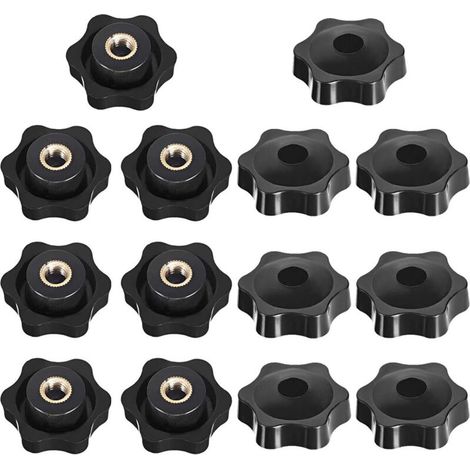 Manopola di serraggio a stella, manopola per dadi di serraggio a stella, dadi di serraggio con impugnatura a forma di stella, manopola di serraggio filettata, per macchine utensili, nero, M6, 14 pezzi