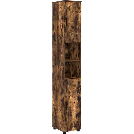 Gabinete de Baño con puerta Roble ahumado 30 x 35 x 192 cm vidaXL