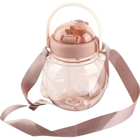 Große, 1000 ml fassende, bärenförmige Wasserflasche mit Strohhalm, ideal für Sommer und Kaffee. (1/4)