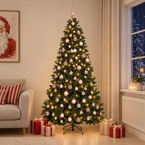 vidaXL Árbol de Navidad artificial verde oscuro con bolas 210 cm (1/5)