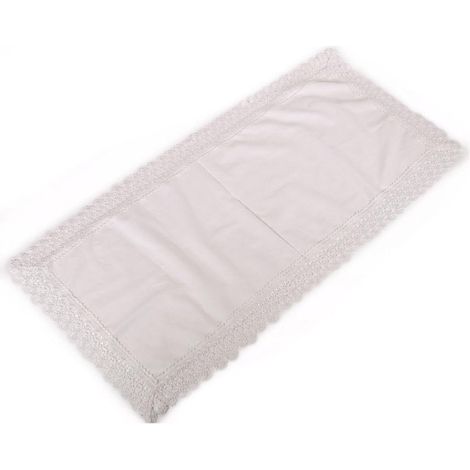 Nappe chemin de table en tissu blanc avec dentelle rectangulaire cm45x100