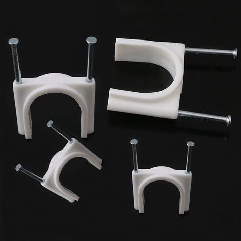 Attache Cable, Clips Câble avec Clou, Serre Cable, Blanc, 40mm, 12 Pièces (1/5)
