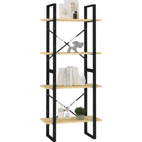 Bibliothèque à 4 niveaux Meuble de Rangement Meuble Étagère 60x30x140 cm Bois de pin massif 14828 (1/5)