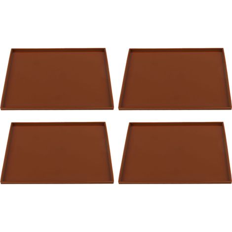 Lot de 4 tapis déshydratation silicone haute température – antiadhésifs, rebord intégré, couleur café