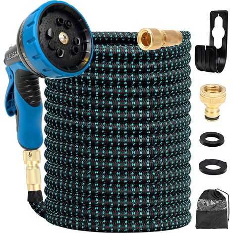 Bleosan – Tuyau d'arrosage extensible 30m – 9 modes de pulvérisation – Tube en latex 3 couches – Raccords en laiton – Facile à ranger (1/5)