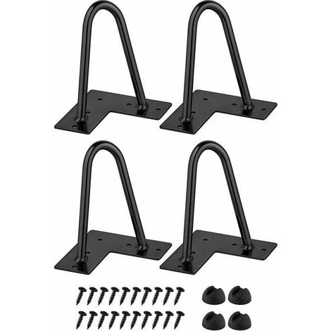 4pcs Pieds de Table en épingle à Cheveux-6 pouces/16 cm,Pied Meuble en métal Bricolage pour ,Parfait pour Meuble, Meuble TV, Table de Chevet, est livré avec vis et protecteurs de Sol (1/5)