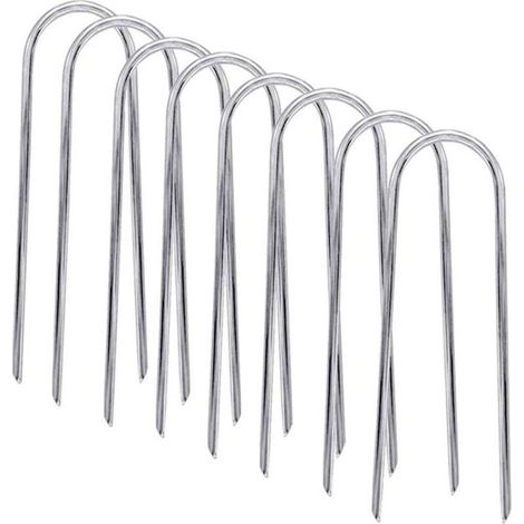 4 piquets anti-vent U acier galvanisé, pointus, ancrage sol, trampoline, tente camping, but jardin (1/4)