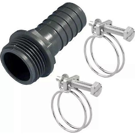 Raccord de tuyau mâle POND 32 mm 1,25" BSP avec colliers de serrage compatibles