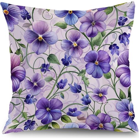 Housse de coussin floral coton fleurs, décoration maison,45×45cm (1/5)