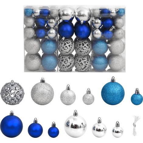 Weihnachtskugeln 100 Stk. Blau und Silbern 3 / 4 / 6 cm vidaXL (1/5)