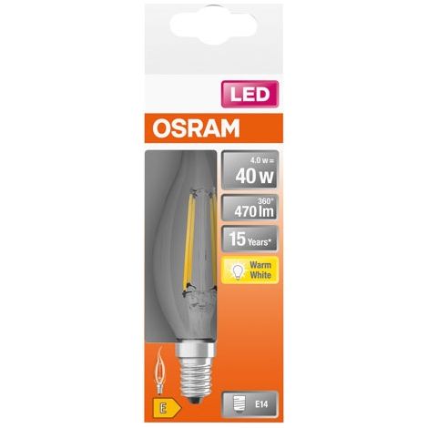Lámpara LED de llama con efecto de viento, filamento claro, 4W, E14, luz cálida, caja - Ledvance GP