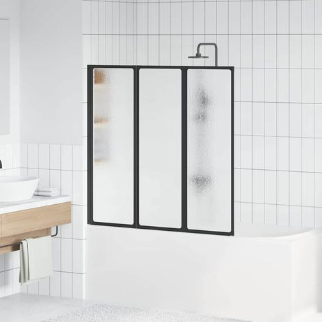 Shower Screen Folding Manual Black 120 x 2 x 117 cm Aluminium vidaXL