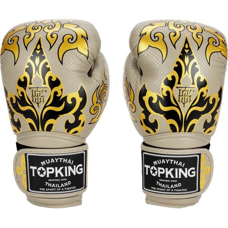Gants de boxe thaï Top King Kanok 12 oz beiges (1/4)