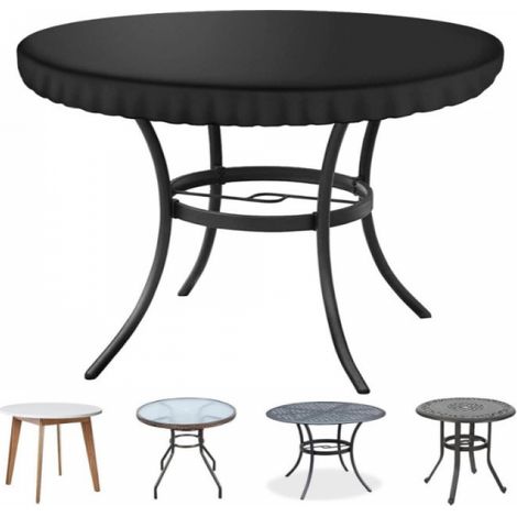 pièce diamètre cm mobilier de jardin extérieur nappe ronde imperméable et coupe-vent Oxford indéchirable adaptée 1 94 210D tissu noir (1/5)