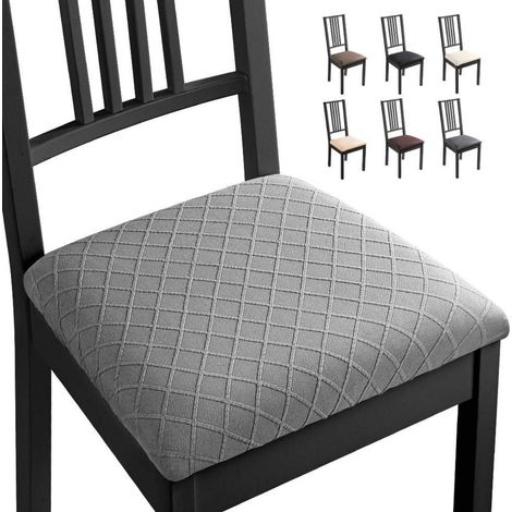 Stuhlhussen 6er Set für Esszimmerstühle, Spandex Jacquard, Hellgrau (1/5)