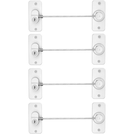 Lot de 4 serrures de réfrigérateur avec clés, pour réfrigérateur, armoires, tiroirs, lave-vaisselle, toilettes et sécurité enfant, adhésif sans trace et sans perçage (blanc) (1/5)