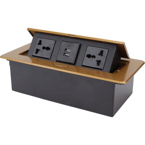 Mehrfachsteckdose mit zwei USB-Anschlüssen, 250-V-Steckdosenleiste für Büro und Zuhause, Buchse mit Kabel, Anschlussdose (1/5)