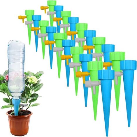 Kit de 20 systèmes d'irrigation goutte à goutte pour bouteilles – Réglable – Vannes de contrôle – Pour plantes en pot et jardin (1/5)