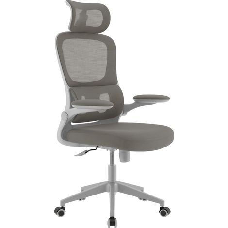 Sedia da Scrivania Ufficio ergonomica Con Poggiatesta imbottita Schienale a rete Bianca BUDAPEST (1/5)