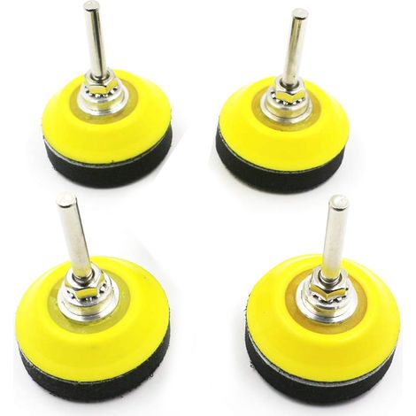 4 pads ponçage velcro - Tige 1/4 pouce - Couche mousse amortissante - Pour perceuse - Polissage doux (1/5)