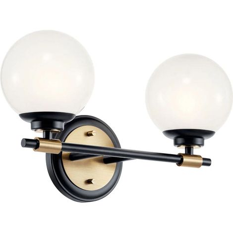 Elstead Kichler Benno Applique de salle de bain contemporaine noire, bronze champagne 3000 K IP44 2x G9