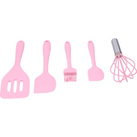 Ensemble de spatules de cuisine en silicone, racloir à pâtisserie, batteur à œufs résistant à la chaleur, ustensile de cuisine (rose) (1/5)