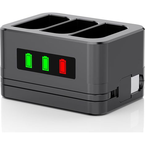 Chargeur Station de Recharge 3 emplacements adapté aux Batteries de caméras avec écran LED Compatible avec 2/3/4/3Plus (1/5)
