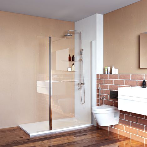 ELEGANT 900mm Frameless Walk in Shower Door Screen with 300mm Flipper Panel 6mm Tempered Glass Shower Enclosure (1/5)