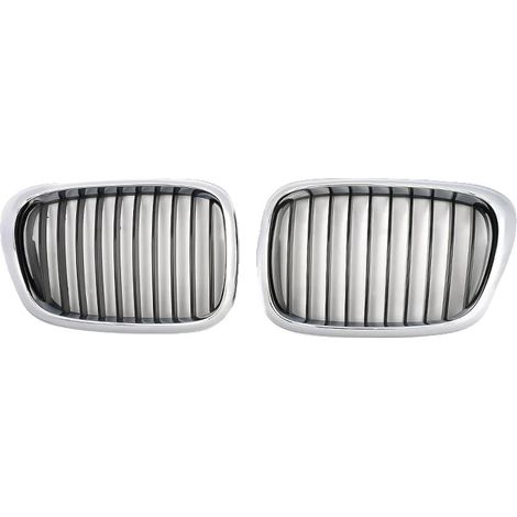 Grille Avant, Matériau ABS, Design à Barres Verticales, Chrome (1/2)