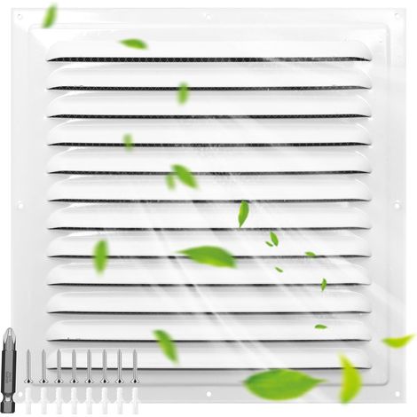 Rejilla de ventilación cuadrada de aluminio blanco brillante (10×10 pulgadas) con mosquitera, apta para espacios exteriores como paredes, áticos y garajes. (1/5)