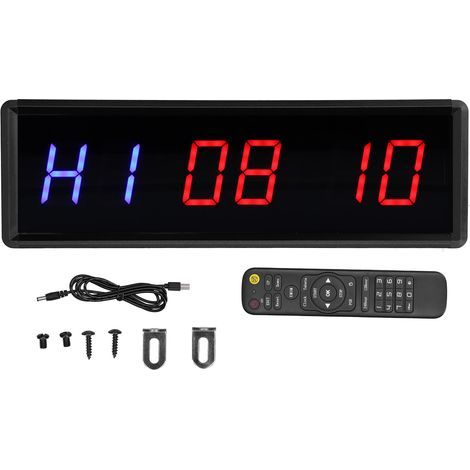 Tonysa Minuterie D'intervalle LED, Horloge Murale à Affichage LED, Compte à Rebours/Monter, Chronomètre pour l'exercice de Remise en Forme (1/5)