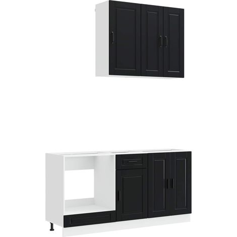 Kitchen Unit PORTO 5 pcs Black Engineered Wood vidaXL (1/5)