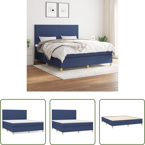 vidaXL Kopfteil - Boxspringbett mit Matratze Blau 180x200 cm Stoff (1/5)