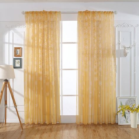 Rideau Voile - Motif Flocon De Neige - 110 x 250 cm - Pour Fenêtre Ou Porte - 1 Pièce (1/5)