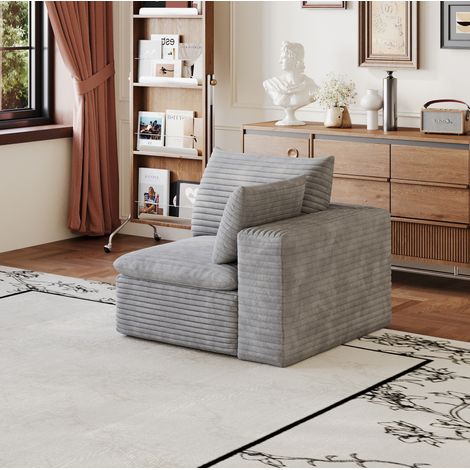 Fauteuil modulaire individuel en tissu gris avec rembourrage en mousse OKWISH (1/5)