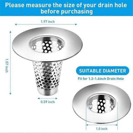 Crépine Lavabo - Filtre Bouchon Conique Acier Inoxydable 304 - Pour Bonde de 30 à 40 mm - 2 Pièces (1/5)