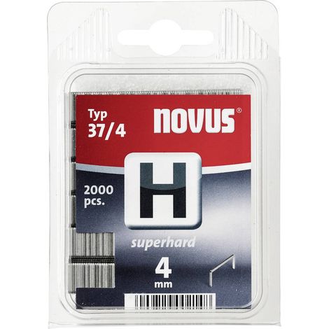 Graffette - 2000 pezzi Novus 042-0368 tipo 37/4 extra dure dimensioni (A x L) 4 mm x 10.6 mm (1/3)