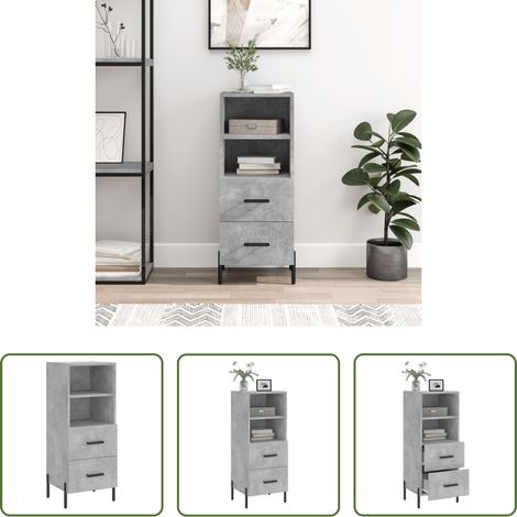 vidaXL Betonfarbe - Sideboard Betongrau 34,5x34x90 cm Holzwerkstoff (1/5)