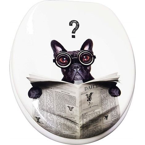 Trade Shop - Copriwater Universale Cagnolino Nero Giornale Esy69002 Tazza Bagno Wc Water - -3,5-