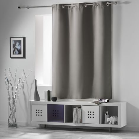 Rideau occultant 140 x 180 cm – 100% occultant – Œillets en métal – Gris perle – Pour fenêtres au-dessus de radiateurs – Cdaffaires (1/2)